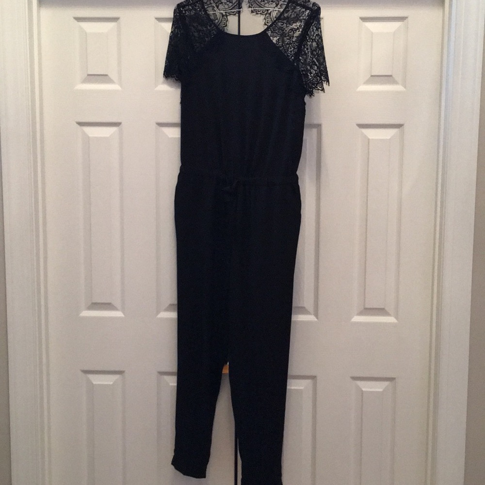 LOFT black lace jumpsuit